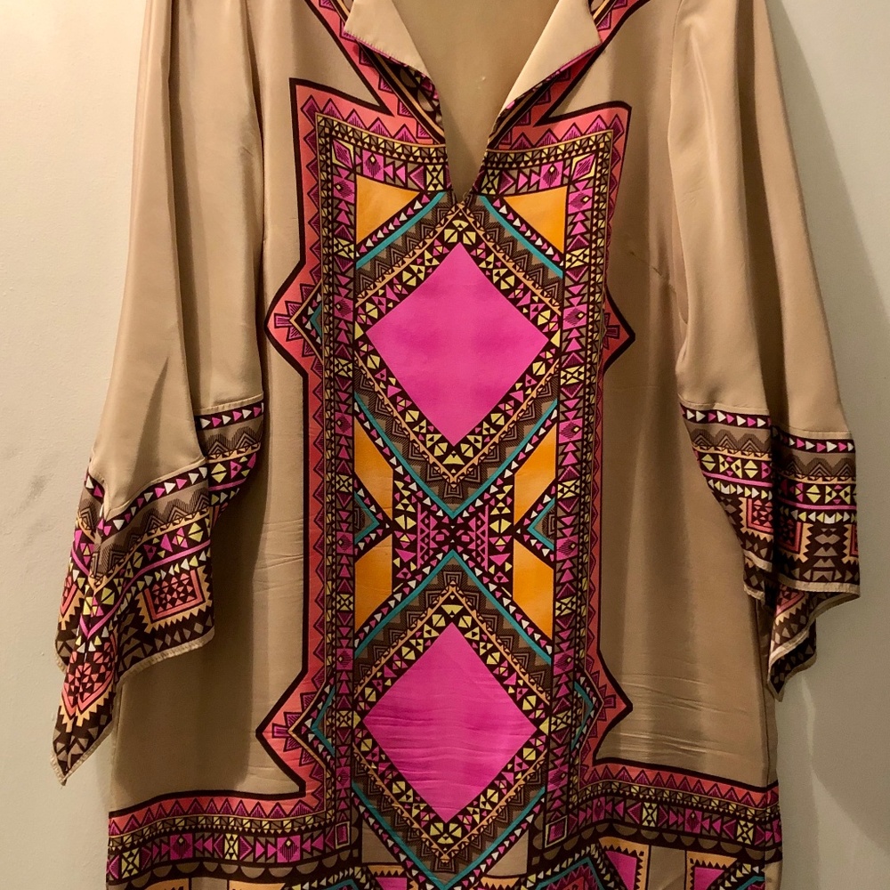 Alice & Trixie Neon Geometric Silk Shift Dress
